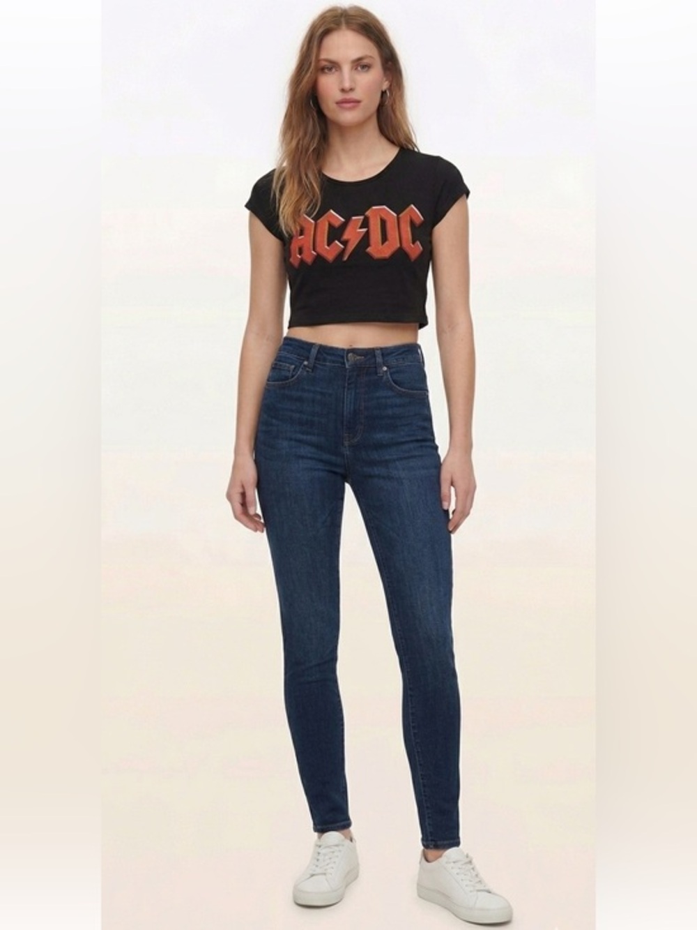 New AC⚡️DC Black Crop Baby Tee